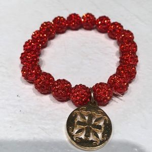 Orange and Gold Sparkle bead Rustic Cuff bracelet